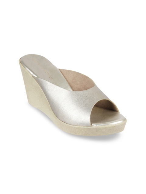 

LEMON & PEPPER Women Gold-Toned & Silver-Toned Solid Wedges