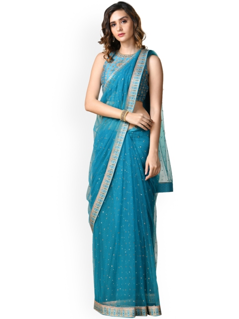 

Pernia Pop-Up Shop By Ri Ritu Kumar Turquoise Blue Silk Blend Saree