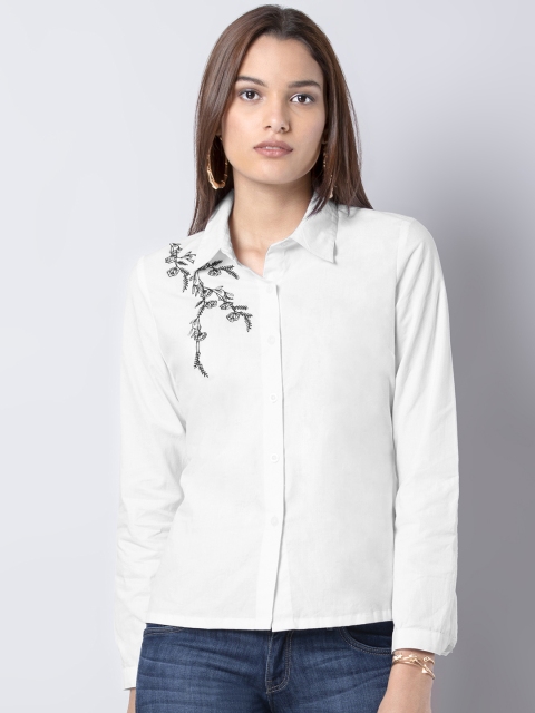 

FabAlley Women White Regular Fit Printed Casual Shirt