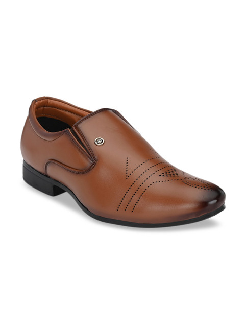

John Karsun Men Tan Brown Solid Formal Slip-On Shoes