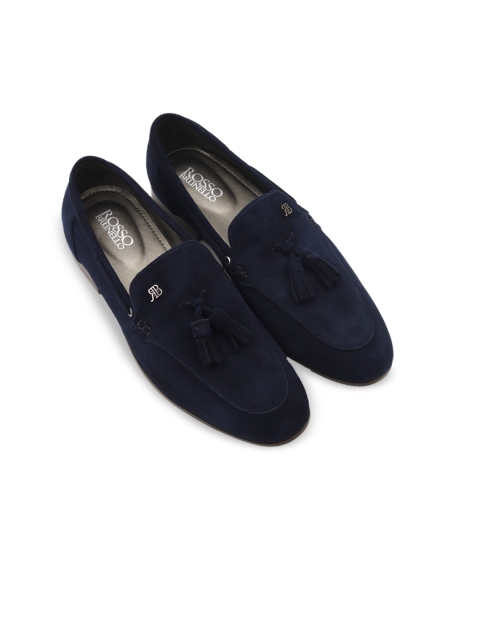 

ROSSO BRUNELLO Men Navy Blue Solid Italian Suede Formal Loafers