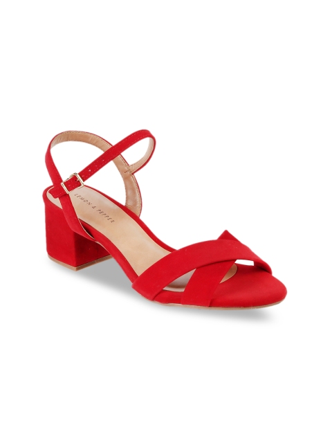 

LEMON & PEPPER Women Red Solid Block Heels