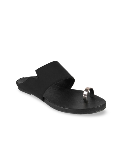 

LEMON & PEPPER Women Black Solid One Toe Flats