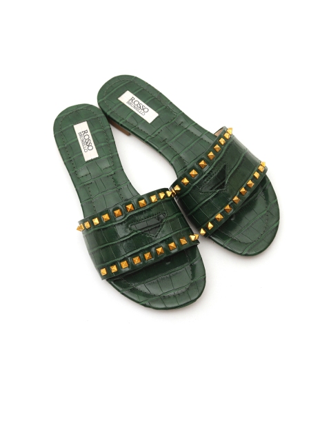

ROSSO BRUNELLO Women Green Embellished Open Toe Flats
