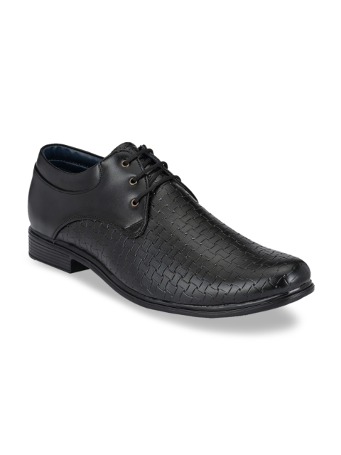 

John Karsun Men Black Woven Design Formal Derbys