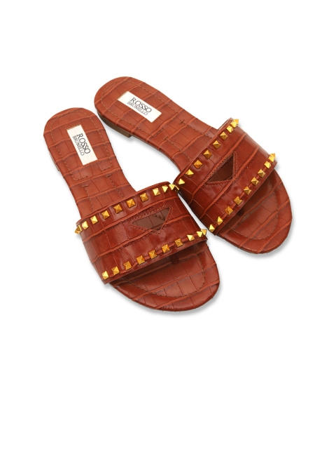 

ROSSO BRUNELLO Women Tan Brown Solid Open Toe Flats