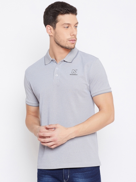 

KROSSSTITCH Men Grey Solid Polo Collar T-shirt
