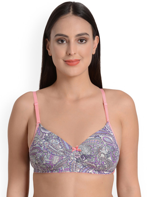 

mod & shy Purple & Black Printed Non-Wired Lightly Padded T-shirt Bra MS140