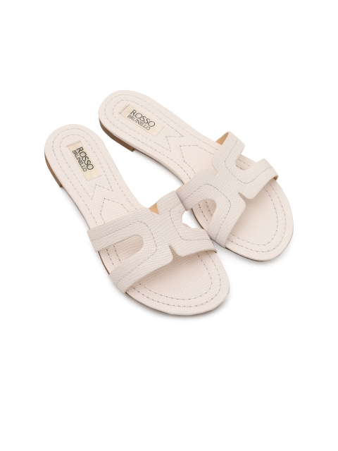 

ROSSO BRUNELLO Women White Solid Open Toe Flats
