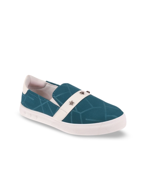 

FAUSTO Women Teal Blue Lightweight Slip-On Sneakers