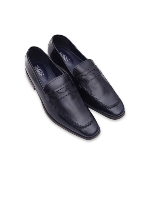 

ROSSO BRUNELLO Men Blue Solid Leather Formal Loafers