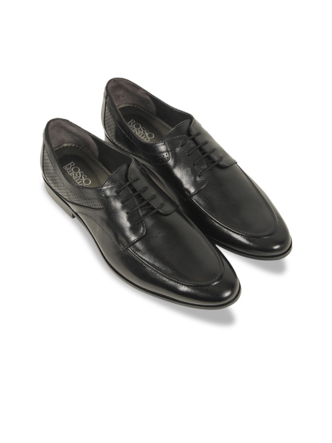 

ROSSO BRUNELLO Men Black Solid Leather Formal Derbys