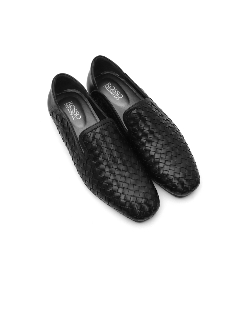 

ROSSO BRUNELLO Men Black Textured Leather Formal Loafers