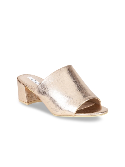 

ELLE Women Muted Gold-Toned Solid Mules
