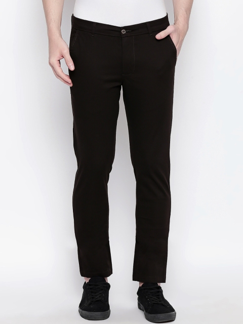 

Basics Men Coffee Brown Tapered Fit Solid Regular Trousers
