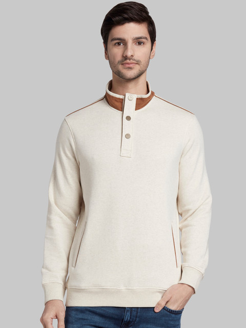 

Parx Men Cream-Coloured Solid Sweatshirt