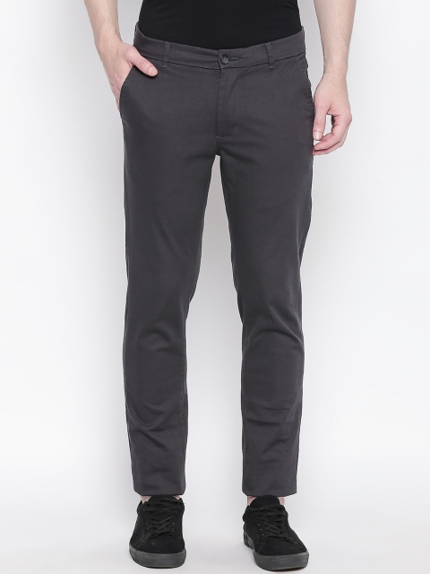 

Basics Men Grey Tapered Fit Self Design Regular Trousers