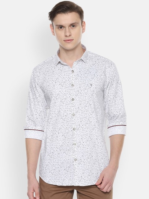 

V Dot Men White & Grey Printed Slim Fit Casual Shirt