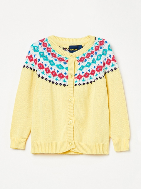 

Juniors by Lifestyle Girls Yellow & Turquoise Blue Fair Isle Cardigan Sweater