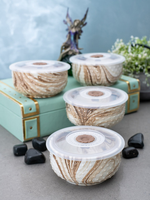 

White Gold Set of 4 White & Brown Bowls