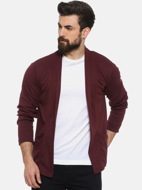 

Campus Sutra Men Maroon Solid Open Front Shrug