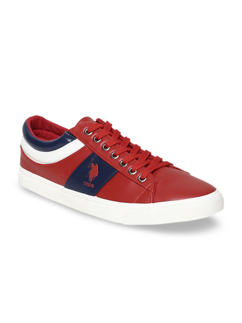 

U.S. Polo Assn. Men Red & Navy Blue Colourblocked Sneakers