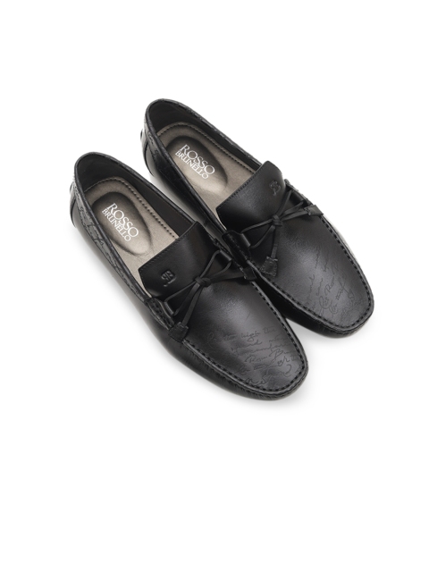 

ROSSO BRUNELLO Men Black Solid Leather Formal Loafers