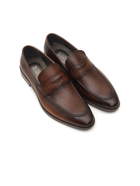 

ROSSO BRUNELLO Men Coffee Brown Brown Solid Leather Formal Loafers