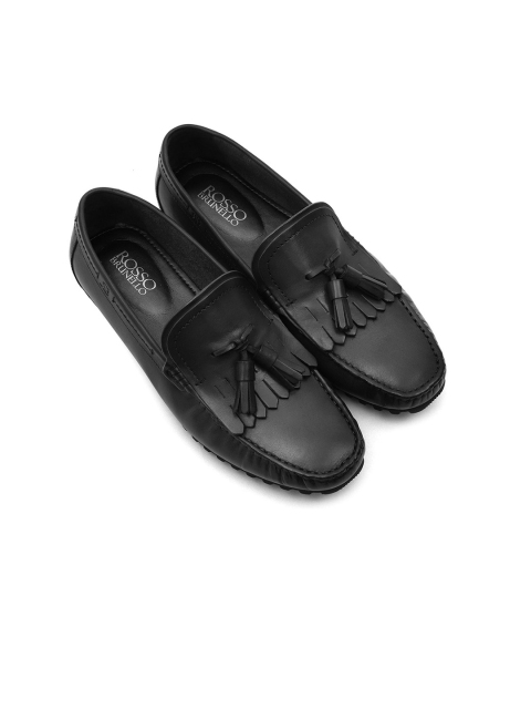 

ROSSO BRUNELLO Men Black Solid Leather Formal Loafers