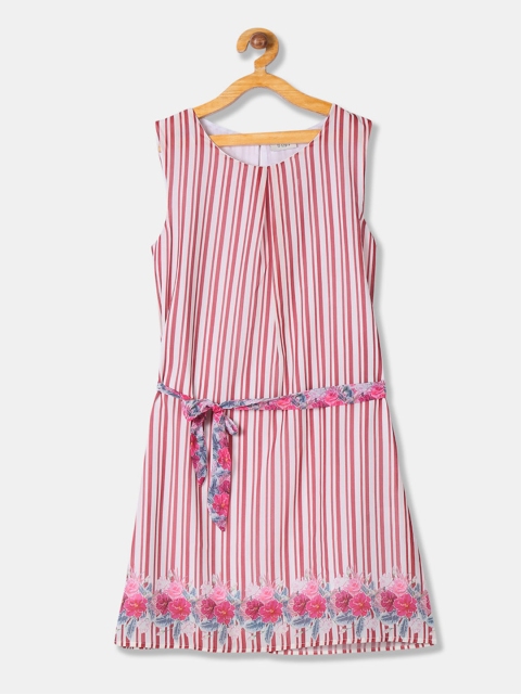 

Cherokee Girls White & Pink Striped A-Line Dress