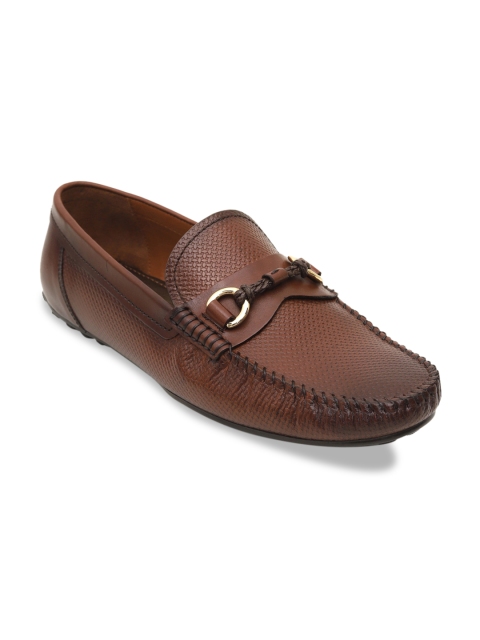 

ROSSO BRUNELLO Men Brown Textured Leather Formal Loafers
