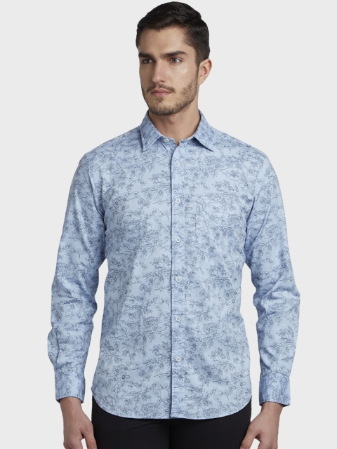 

ColorPlus Men Blue Tailored Fit Printed Casual Shirt