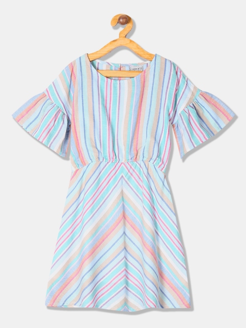 

Cherokee Girls Blue Striped Fit and Flare Dress