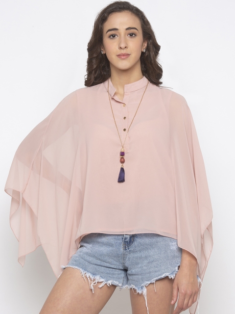 

Iti Women Pink Solid Cape Top