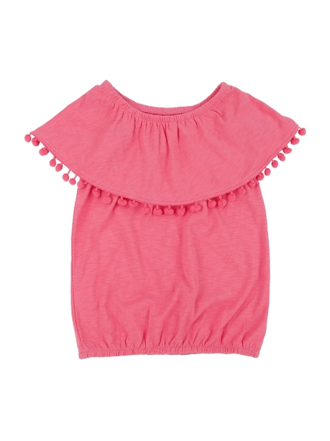 

Pantaloons Junior Girls Pink Solid Blouson Pure Cotton Top