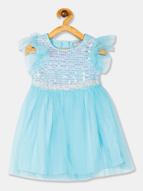 

Cherokee Girls Turquoise Blue Embellished Fit and Flare Dress