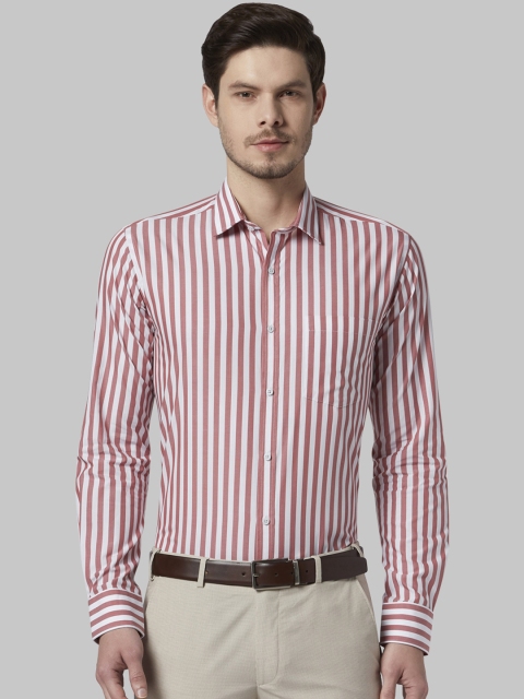 

Park Avenue Men Red & White Slim Fit Striped Formal Shirt