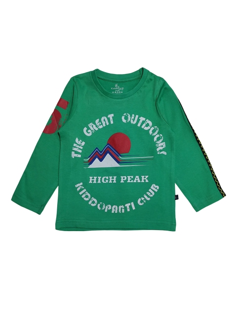 

KiddoPanti Boys Green Printed Round Neck T-shirt