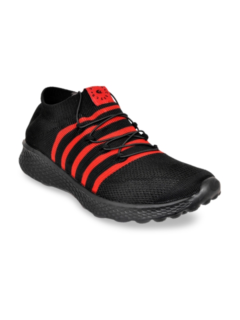 

Allen Cooper Men Black & Red Textile Flyknit Walking Shoes