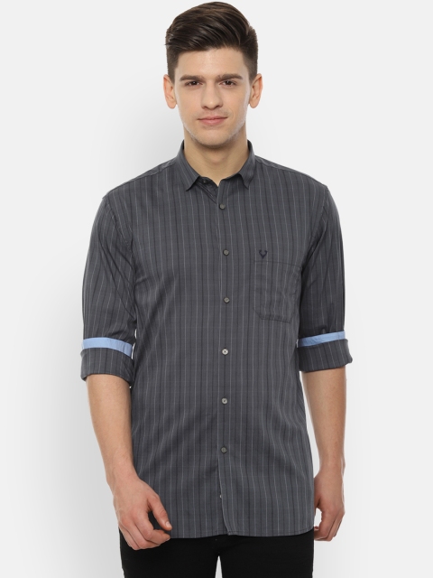 

Allen Solly Men Grey & Black Checked Slim Fit Casual Shirt