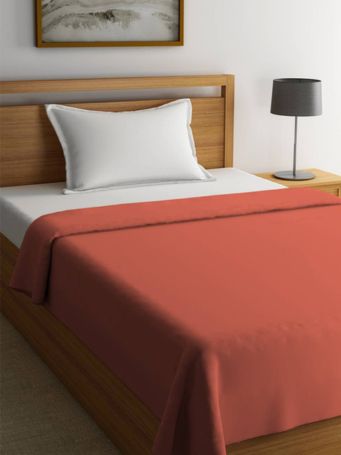 

STELLAR HOME Coral Orange Solid AC Room 210 GSM Single Bed Blanket