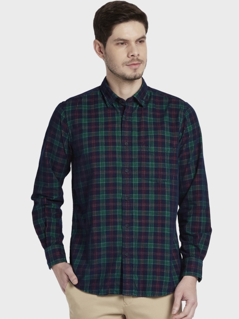 

ColorPlus Men Green & Red Tailored Fit Checked Casual Shirt