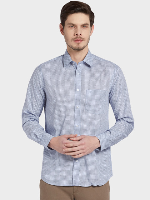 

ColorPlus Men Blue Tailored Fit Checked Casual Shirt