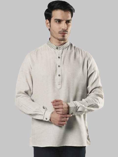 

Ethnix by Raymond Men Beige Solid Straight Kurta