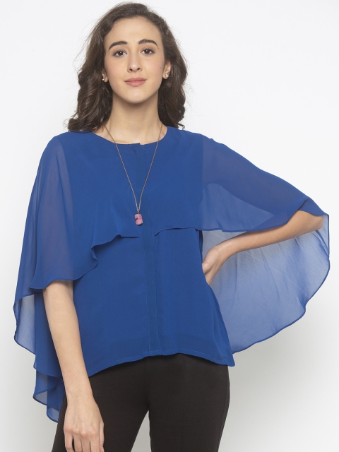 

Iti Women Blue Solid Cape Top