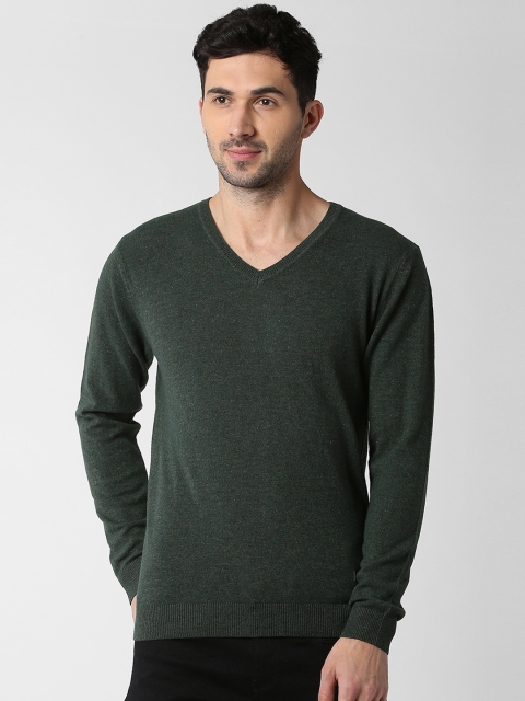 

Peter England Casuals Men Green Solid Pullover Sweater