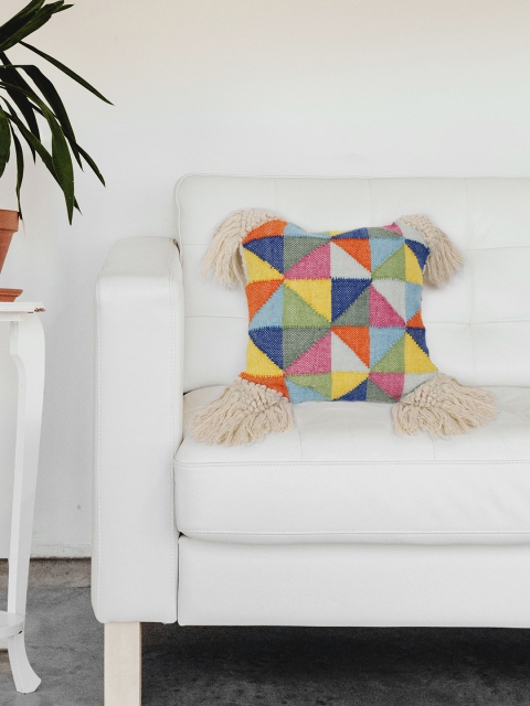 

Chumbak Multicoloured Single Geometric Square Cushion Cover, Multi