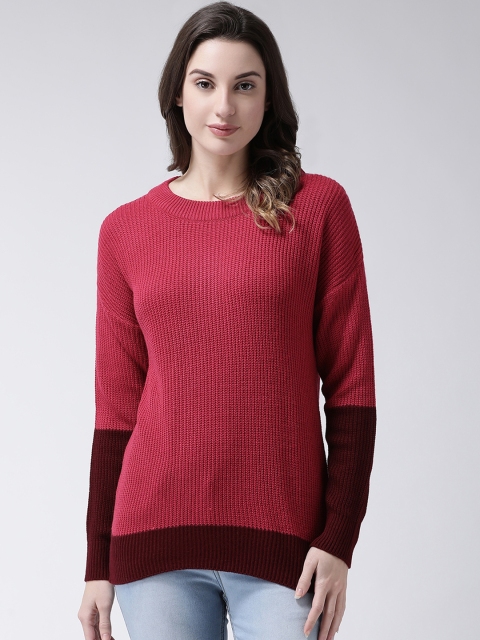 

Club York Women Pink Colourblocked Pullover Sweater