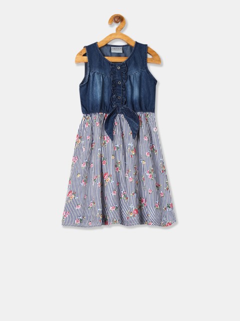 

Cherokee Girls Blue Striped Fit and Flare Dress
