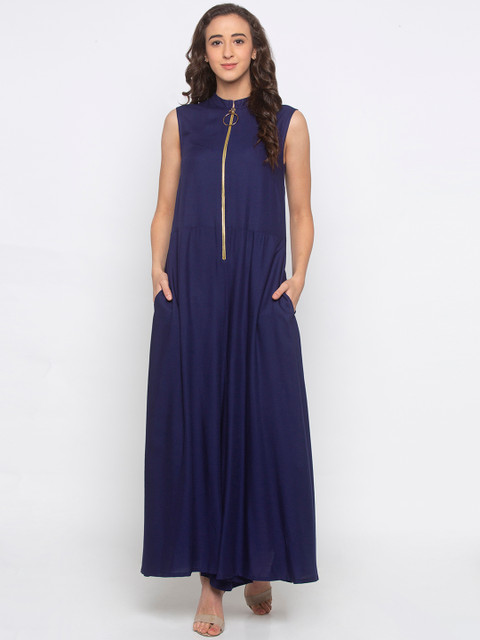 

Iti Women Navy Blue Solid Basic Jumpsuit
